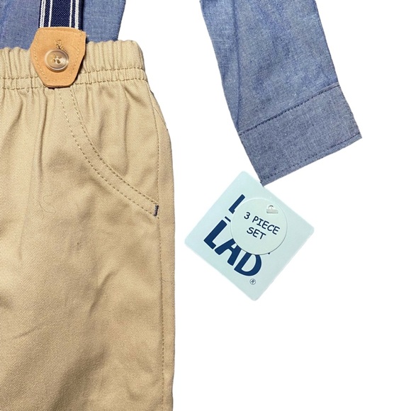5/$25 NWT Little Lad Boys Outfit Bundle Pants Suspenders Button Up Shirt 12mo - Picture 2 of 7